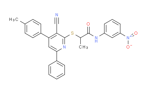 CAS No. 332128-03-7, 2-((3-Cyano-6-phenyl-4-(p-tolyl)pyridin-2-yl)thio)-N-(3-nitrophenyl)propanamide