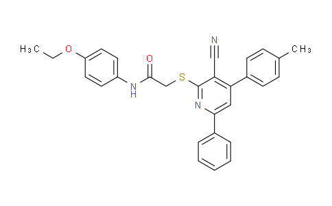 CAS No. 332127-54-5, 2-((3-Cyano-6-phenyl-4-(p-tolyl)pyridin-2-yl)thio)-N-(4-ethoxyphenyl)acetamide