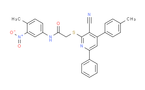 CAS No. 332128-02-6, 2-((3-Cyano-6-phenyl-4-(p-tolyl)pyridin-2-yl)thio)-N-(4-methyl-3-nitrophenyl)acetamide