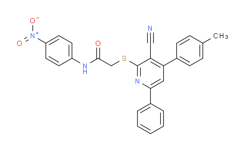 CAS No. 332127-79-4, 2-((3-Cyano-6-phenyl-4-(p-tolyl)pyridin-2-yl)thio)-N-(4-nitrophenyl)acetamide