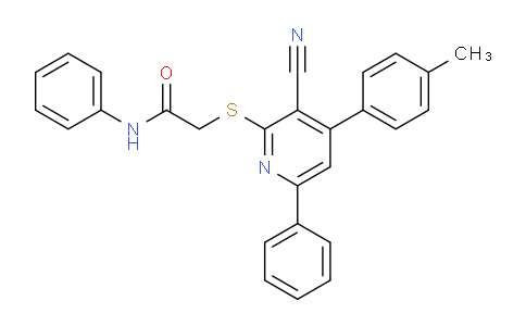 CAS No. 334497-57-3, 2-((3-Cyano-6-phenyl-4-(p-tolyl)pyridin-2-yl)thio)-N-phenylacetamide