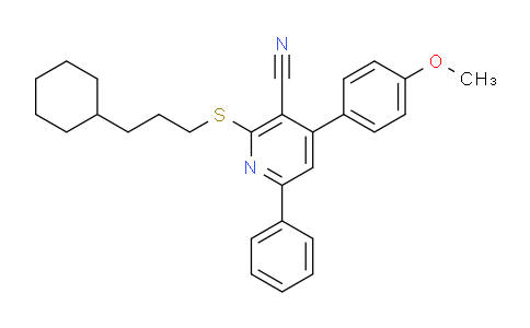 CAS No. 332376-47-3, 2-((3-Cyclohexylpropyl)thio)-4-(4-methoxyphenyl)-6-phenylnicotinonitrile