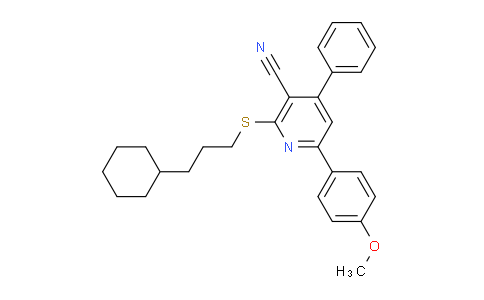 CAS No. 332376-31-5, 2-((3-Cyclohexylpropyl)thio)-6-(4-methoxyphenyl)-4-phenylnicotinonitrile