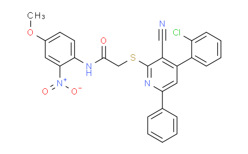 CAS No. 332163-97-0, 2-((4-(2-Chlorophenyl)-3-cyano-6-phenylpyridin-2-yl)thio)-N-(4-methoxy-2-nitrophenyl)acetamide