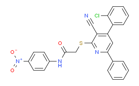CAS No. 332128-34-4, 2-((4-(2-Chlorophenyl)-3-cyano-6-phenylpyridin-2-yl)thio)-N-(4-nitrophenyl)acetamide