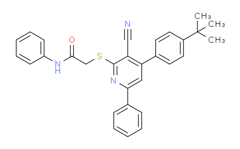CAS No. 352435-78-0, 2-((4-(4-(tert-Butyl)phenyl)-3-cyano-6-phenylpyridin-2-yl)thio)-N-phenylacetamide