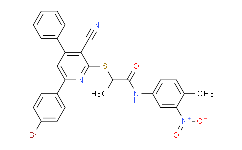 CAS No. 332101-35-6, 2-((6-(4-Bromophenyl)-3-cyano-4-phenylpyridin-2-yl)thio)-N-(4-methyl-3-nitrophenyl)propanamide