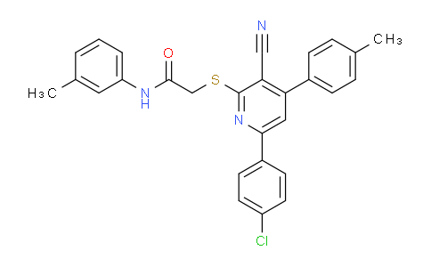 CAS No. 444156-76-7, 2-((6-(4-Chlorophenyl)-3-cyano-4-(p-tolyl)pyridin-2-yl)thio)-N-(m-tolyl)acetamide