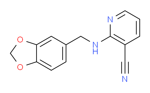 CAS No. 890094-35-6, 2-((Benzo[d][1,3]dioxol-5-ylmethyl)amino)nicotinonitrile