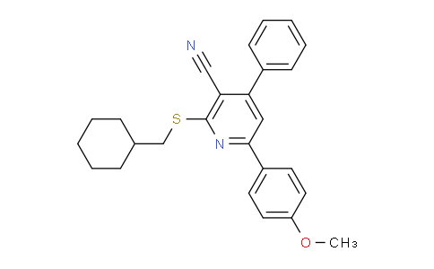CAS No. 337505-55-2, 2-((Cyclohexylmethyl)thio)-6-(4-methoxyphenyl)-4-phenylnicotinonitrile