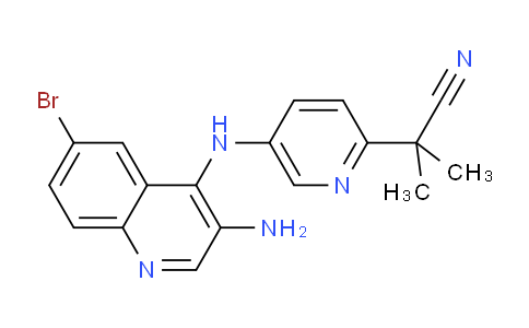 CAS No. 1370616-09-3, 2-(5-((3-Amino-6-bromoquinolin-4-yl)amino)pyridin-2-yl)-2-methylpropanenitrile