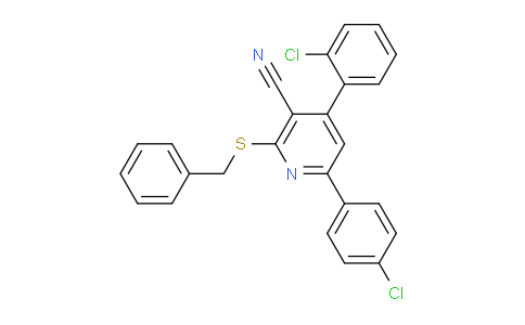 CAS No. 332177-30-7, 2-(Benzylthio)-4-(2-chlorophenyl)-6-(4-chlorophenyl)nicotinonitrile