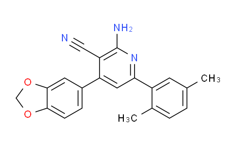 CAS No. 331981-35-2, 2-Amino-4-(benzo[d][1,3]dioxol-5-yl)-6-(2,5-dimethylphenyl)nicotinonitrile