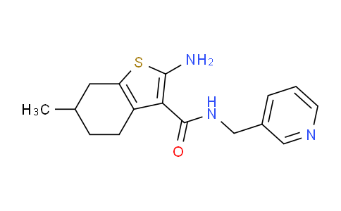CAS No. 587851-02-3, 2-Amino-6-methyl-N-(pyridin-3-ylmethyl)-4,5,6,7-tetrahydrobenzo[b]thiophene-3-carboxamide