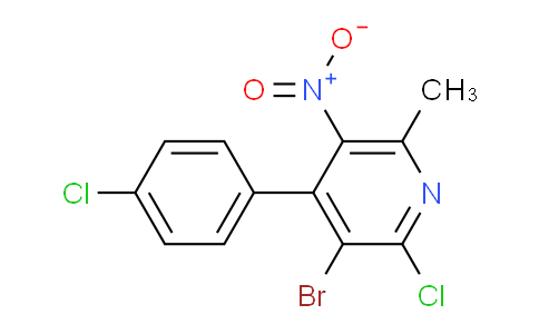 CAS No. 1707391-96-5, 3-Bromo-2-chloro-4-(4-chlorophenyl)-6-methyl-5-nitropyridine