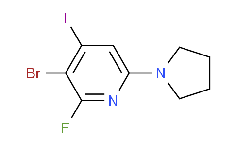 CAS No. 1228666-20-3, 3-Bromo-2-fluoro-4-iodo-6-(pyrrolidin-1-yl)-pyridine