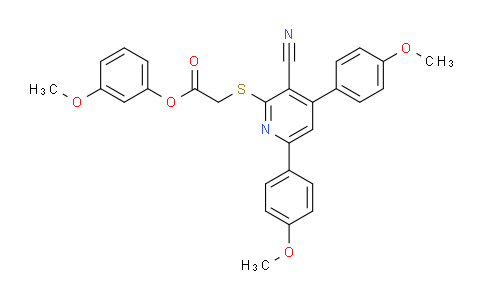 CAS No. 332114-83-7, 3-Methoxyphenyl 2-((3-cyano-4,6-bis(4-methoxyphenyl)pyridin-2-yl)thio)acetate