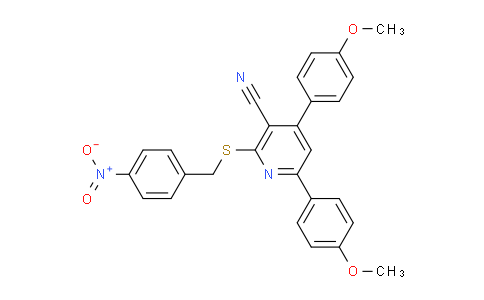 CAS No. 332114-68-8, 4,6-Bis(4-methoxyphenyl)-2-((4-nitrobenzyl)thio)nicotinonitrile