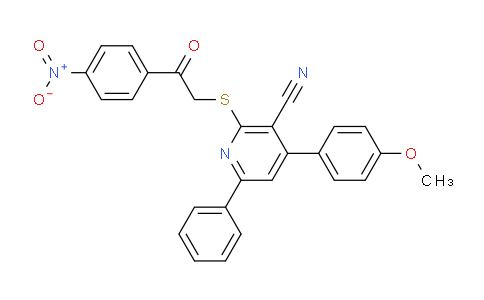 CAS No. 332053-66-4, 4-(4-Methoxyphenyl)-2-((2-(4-nitrophenyl)-2-oxoethyl)thio)-6-phenylnicotinonitrile
