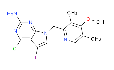 CAS No. 911397-54-1, 4-Chloro-5-iodo-7-((4-methoxy-3,5-dimethylpyridin-2-yl)methyl)-7H-pyrrolo[2,3-d]pyrimidin-2-amine