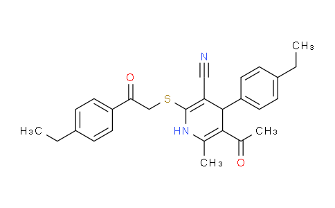 CAS No. 5691-14-5, 5-Acetyl-4-(4-ethylphenyl)-2-((2-(4-ethylphenyl)-2-oxoethyl)thio)-6-methyl-1,4-dihydropyridine-3-carbonitrile