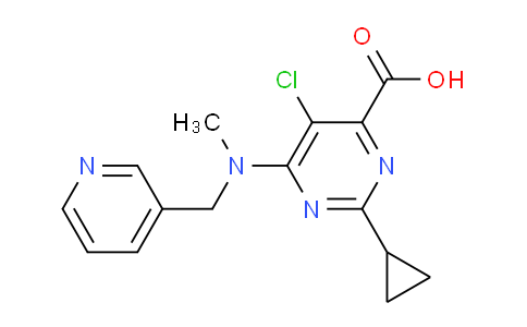CAS No. 1165936-28-6, 5-Chloro-2-cyclopropyl-6-(methyl(pyridin-3-ylmethyl)amino)pyrimidine-4-carboxylic acid