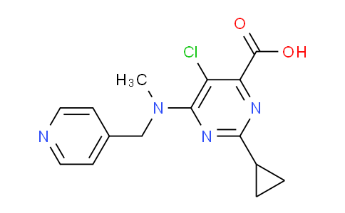 CAS No. 1165936-29-7, 5-Chloro-2-cyclopropyl-6-(methyl(pyridin-4-ylmethyl)amino)pyrimidine-4-carboxylic acid