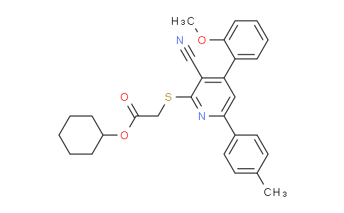 CAS No. 443740-36-1, Cyclohexyl 2-((3-cyano-4-(2-methoxyphenyl)-6-(p-tolyl)pyridin-2-yl)thio)acetate