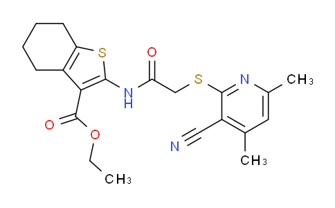 CAS No. 333778-29-3, Ethyl 2-(2-((3-cyano-4,6-dimethylpyridin-2-yl)thio)acetamido)-4,5,6,7-tetrahydrobenzo[b]thiophene-3-carboxylate