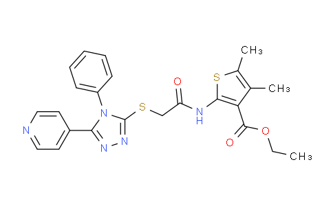 CAS No. 332376-37-1, Ethyl 4,5-dimethyl-2-(2-((4-phenyl-5-(pyridin-4-yl)-4H-1,2,4-triazol-3-yl)thio)acetamido)thiophene-3-carboxylate