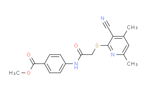 CAS No. 332160-99-3, Methyl 4-(2-((3-cyano-4,6-dimethylpyridin-2-yl)thio)acetamido)benzoate