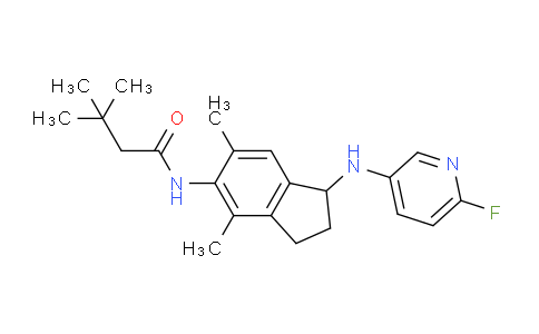 CAS No. 1030025-68-3, N-(1-((6-Fluoropyridin-3-yl)amino)-4,6-dimethyl-2,3-dihydro-1H-inden-5-yl)-3,3-dimethylbutanamide