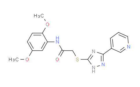 CAS No. 337488-83-2, N-(2,5-Dimethoxyphenyl)-2-((3-(pyridin-3-yl)-1H-1,2,4-triazol-5-yl)thio)acetamide