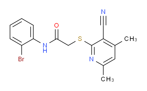 CAS No. 332160-77-7, N-(2-Bromophenyl)-2-((3-cyano-4,6-dimethylpyridin-2-yl)thio)acetamide