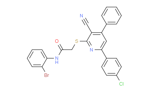 CAS No. 332127-41-0, N-(2-Bromophenyl)-2-((6-(4-chlorophenyl)-3-cyano-4-phenylpyridin-2-yl)thio)acetamide