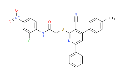 CAS No. 332127-70-5, N-(2-Chloro-4-nitrophenyl)-2-((3-cyano-6-phenyl-4-(p-tolyl)pyridin-2-yl)thio)acetamide