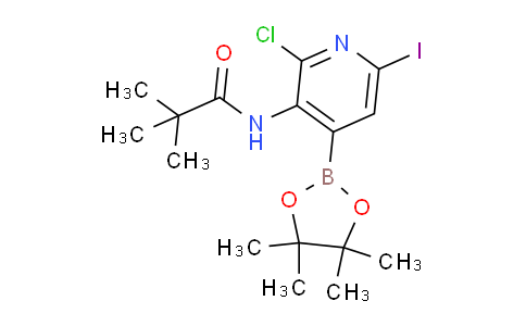 CAS No. 1357387-98-4, N-(2-Chloro-6-iodo-4-(4,4,5,5-tetramethyl-1,3,2-dioxaborolan-2-yl)pyridin-3-yl)pivalamide
