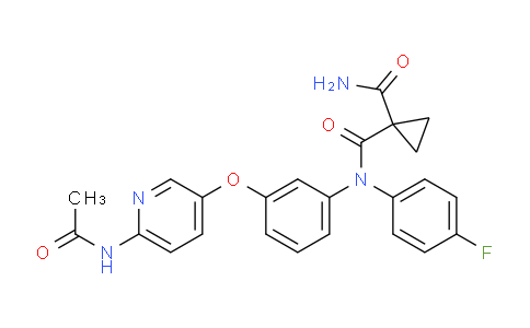 CAS No. 1020536-13-3, N-(3-((6-Acetamidopyridin-3-yl)oxy)phenyl)-N-(4-fluorophenyl)cyclopropane-1,1-dicarboxamide