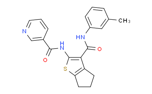 CAS No. 328286-36-8, N-(3-(m-Tolylcarbamoyl)-5,6-dihydro-4H-cyclopenta[b]thiophen-2-yl)nicotinamide