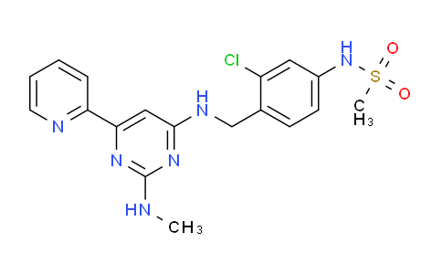 CAS No. 1621175-65-2, N-(3-Chloro-4-(((2-(methylamino)-6-(pyridin-2-yl)pyrimidin-4-yl)amino)methyl)phenyl)methanesulfonamide