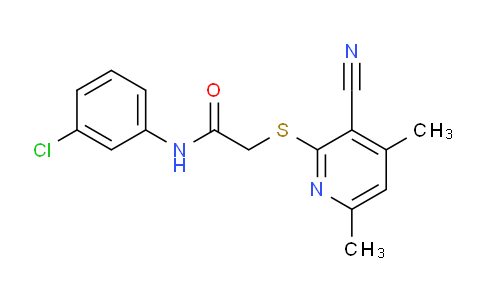 CAS No. 332160-94-8, N-(3-Chlorophenyl)-2-((3-cyano-4,6-dimethylpyridin-2-yl)thio)acetamide