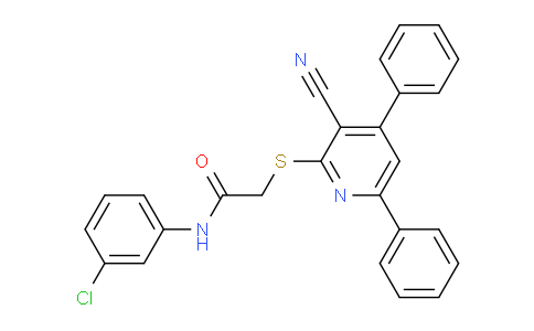 CAS No. 332018-19-6, N-(3-Chlorophenyl)-2-((3-cyano-4,6-diphenylpyridin-2-yl)thio)acetamide