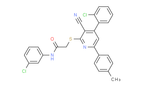 CAS No. 332372-54-0, N-(3-Chlorophenyl)-2-((4-(2-chlorophenyl)-3-cyano-6-(p-tolyl)pyridin-2-yl)thio)acetamide