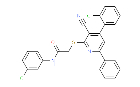 CAS No. 332162-79-5, N-(3-Chlorophenyl)-2-((4-(2-chlorophenyl)-3-cyano-6-phenylpyridin-2-yl)thio)acetamide