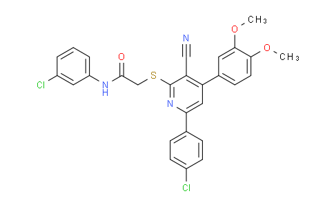 CAS No. 332127-20-5, N-(3-Chlorophenyl)-2-((6-(4-chlorophenyl)-3-cyano-4-(3,4-dimethoxyphenyl)pyridin-2-yl)thio)acetamide