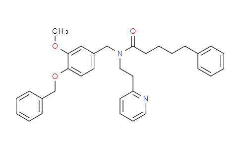 CAS No. 521310-51-0, N-(4-(Benzyloxy)-3-methoxybenzyl)-5-phenyl-N-(2-(pyridin-2-yl)ethyl)pentanamide