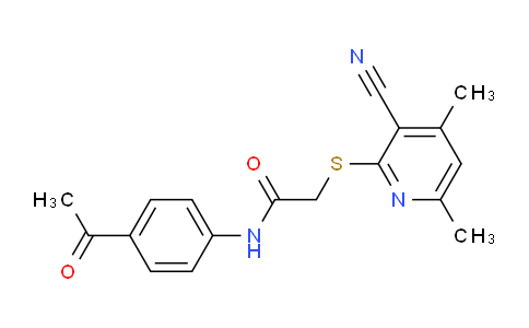 CAS No. 332161-02-1, N-(4-Acetylphenyl)-2-((3-cyano-4,6-dimethylpyridin-2-yl)thio)acetamide