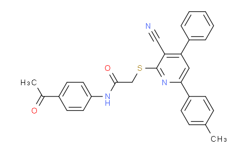 CAS No. 332154-99-1, N-(4-Acetylphenyl)-2-((3-cyano-4-phenyl-6-(p-tolyl)pyridin-2-yl)thio)acetamide
