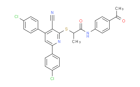 CAS No. 444157-31-7, N-(4-Acetylphenyl)-2-((4,6-bis(4-chlorophenyl)-3-cyanopyridin-2-yl)thio)propanamide