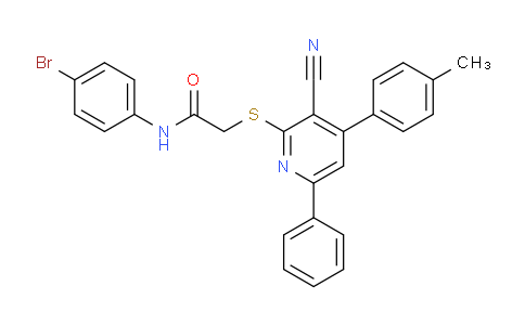 CAS No. 334497-54-0, N-(4-Bromophenyl)-2-((3-cyano-6-phenyl-4-(p-tolyl)pyridin-2-yl)thio)acetamide